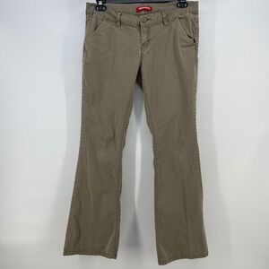 VTG Y2K Unionbay Womens Size 13 Olive Khaki Low Rise Flare Stretch Twill Pants